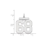 Sterling Silver Number 68 Pendant, Bold Athletic Numerals, Unisex Sports Charm