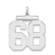 Sterling Silver Number 68 Pendant, Bold Athletic Numerals, Unisex Sports Charm