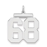 Sterling Silver Number 68 Pendant, Bold Athletic Numerals, Unisex Sports Charm
