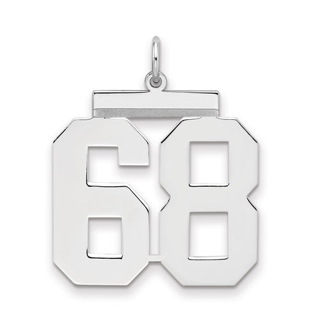 Sterling Silver Number 68 Pendant, Bold Athletic Numerals, Unisex Sports Charm