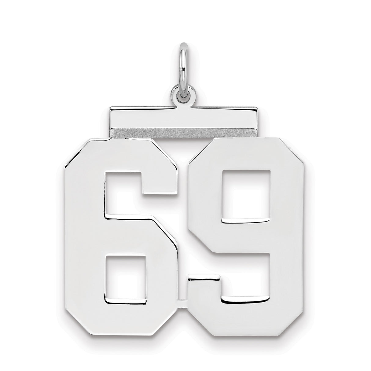 Large Polished Number 69 Charm Pendant in Real 925 Sterling Silver