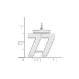 Sterling Silver Number 77 Pendant with Bold Design, Angel Number Charm, Unisex Spiritual Jewelry