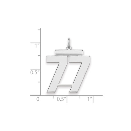 Sterling Silver Number 77 Pendant with Bold Design, Angel Number Charm, Unisex Spiritual Jewelry