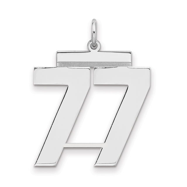 Sterling Silver Number 77 Pendant with Bold Design, Angel Number Charm, Unisex Spiritual Jewelry