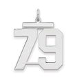Large Polished Number 79 Charm Pendant in Real 925 Sterling Silver