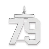 Large Polished Number 79 Charm Pendant in Real 925 Sterling Silver