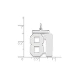 Large Polished Number 81 Charm Pendant in Real 925 Sterling Silver