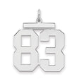 Large Polished Number 83 Charm Pendant in Real 925 Sterling Silver