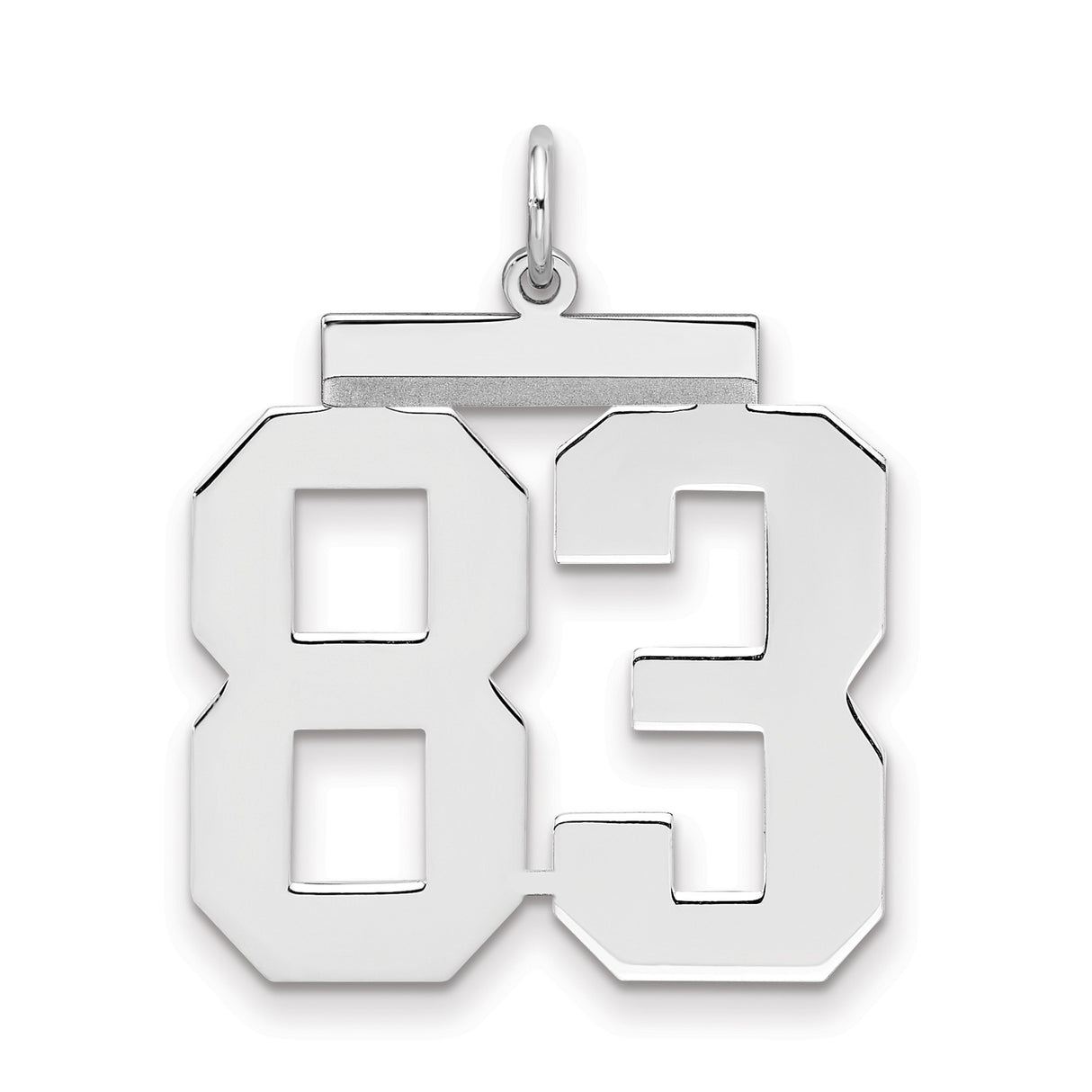 Large Polished Number 83 Charm Pendant in Real 925 Sterling Silver
