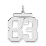 Large Polished Number 83 Charm Pendant in Real 925 Sterling Silver