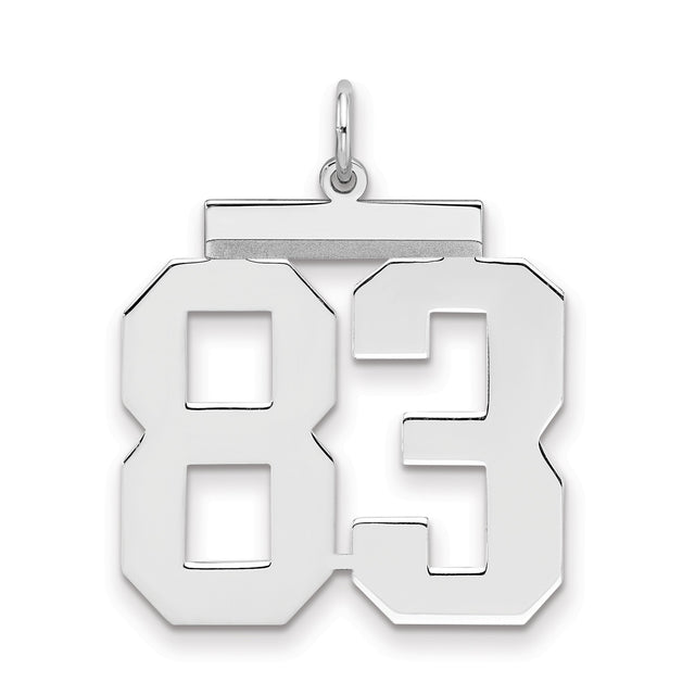 Large Polished Number 83 Charm Pendant in Real 925 Sterling Silver