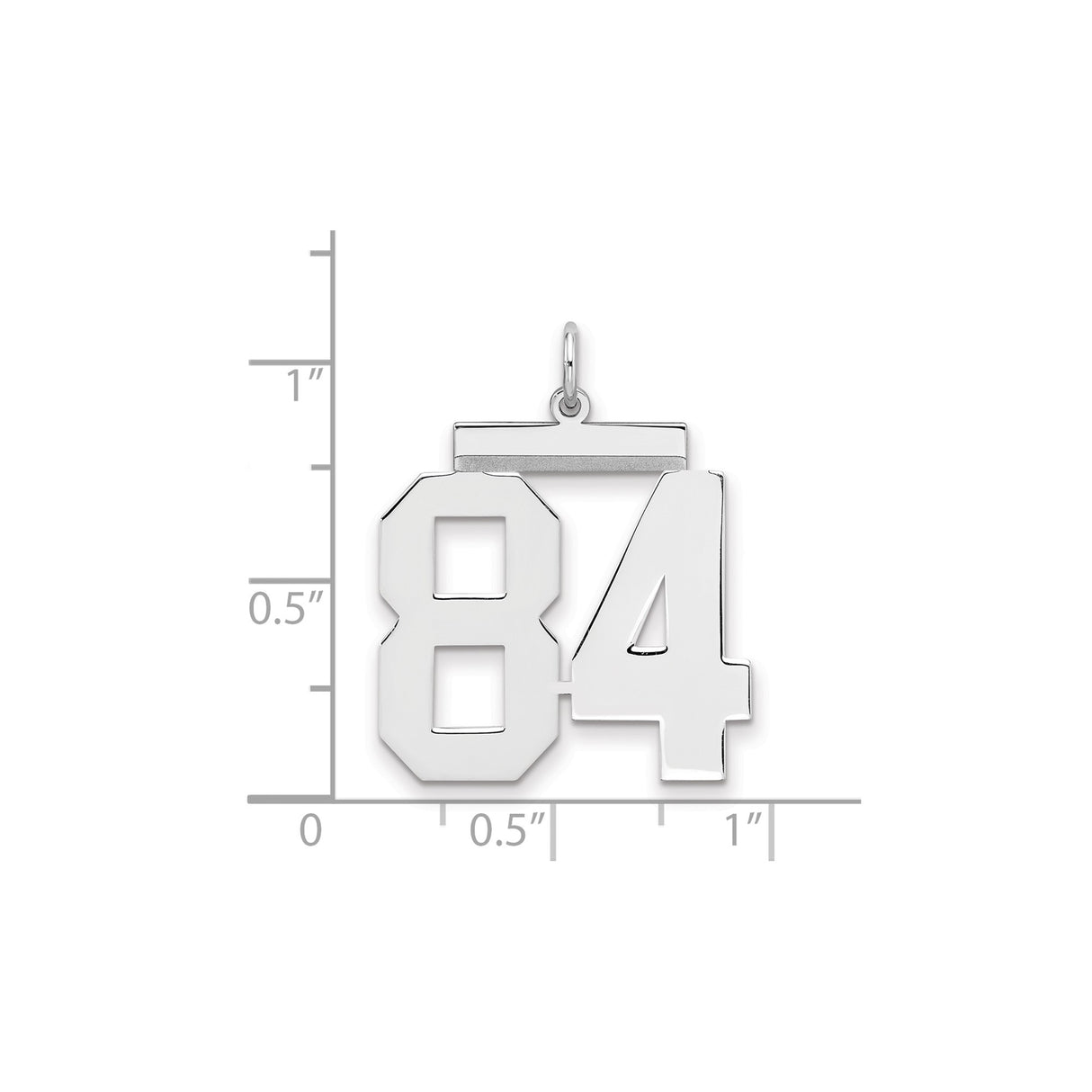 Large Polished Number 84 Charm Pendant in Real 925 Sterling Silver