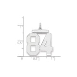 Large Polished Number 84 Charm Pendant in Real 925 Sterling Silver