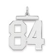 Large Polished Number 84 Charm Pendant in Real 925 Sterling Silver