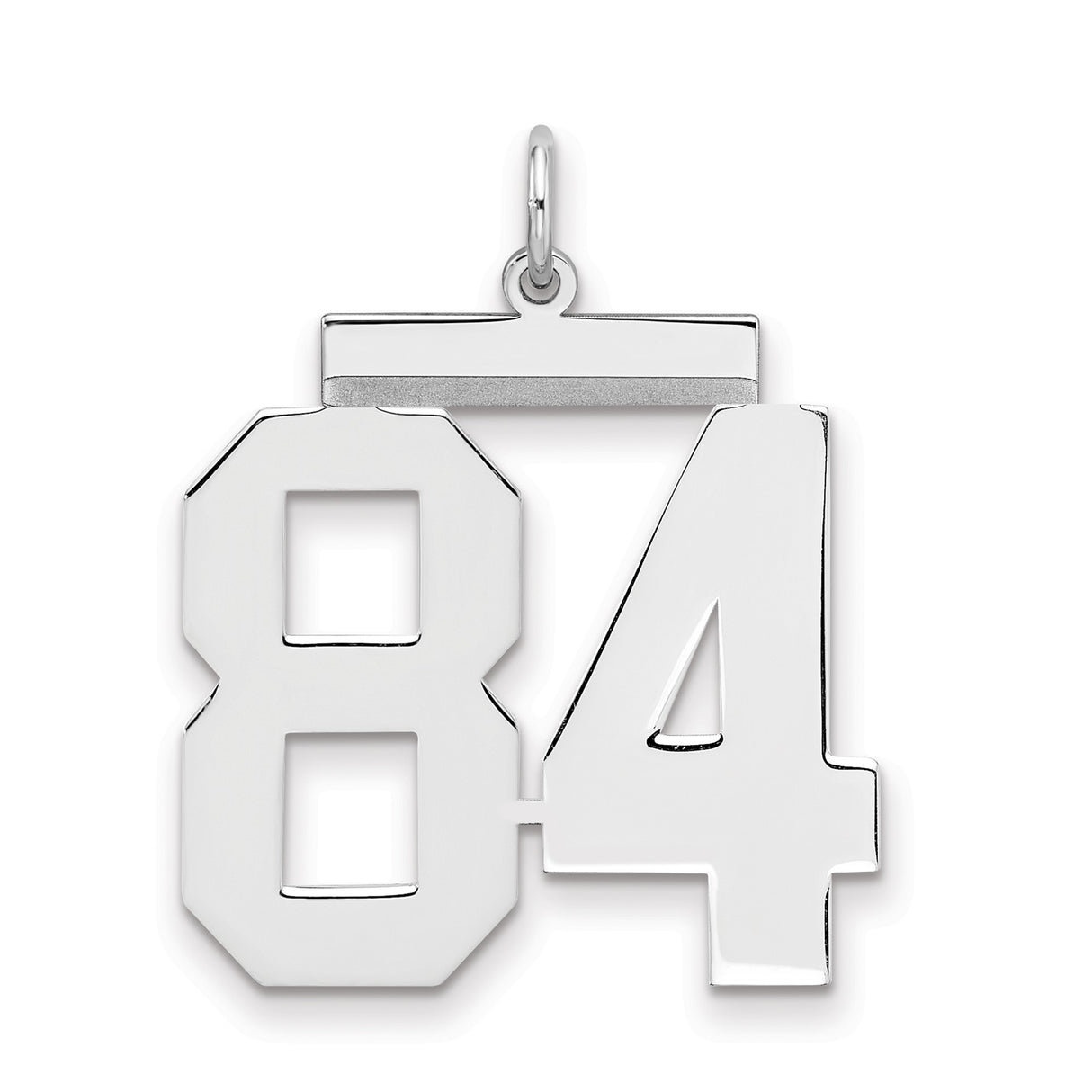 Large Polished Number 84 Charm Pendant in Real 925 Sterling Silver