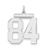 Large Polished Number 84 Charm Pendant in Real 925 Sterling Silver