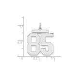 Large Polished Number 85 Charm Pendant in Real 925 Sterling Silver