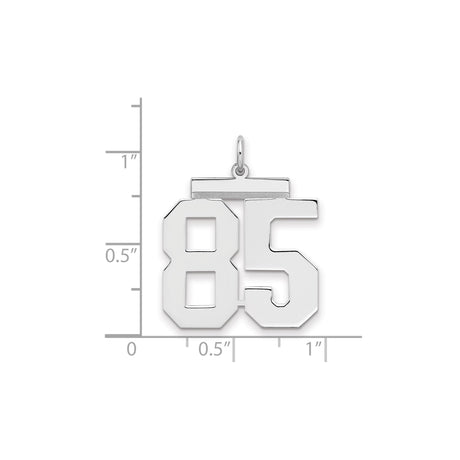 Large Polished Number 85 Charm Pendant in Real 925 Sterling Silver