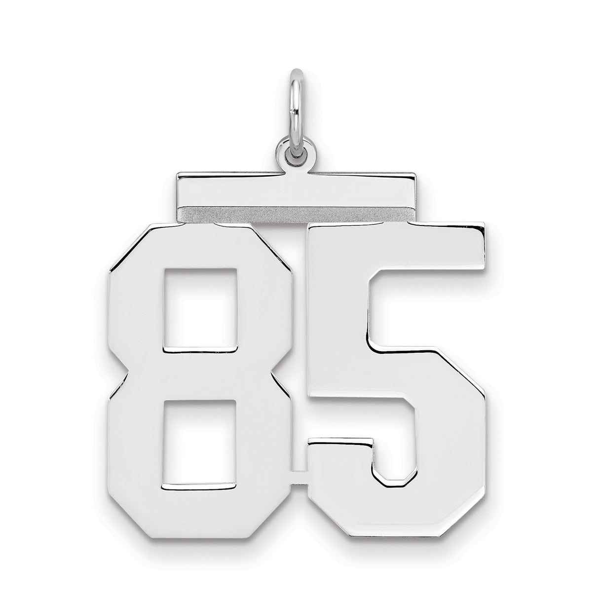Large Polished Number 85 Charm Pendant in Real 925 Sterling Silver