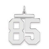 Large Polished Number 85 Charm Pendant in Real 925 Sterling Silver