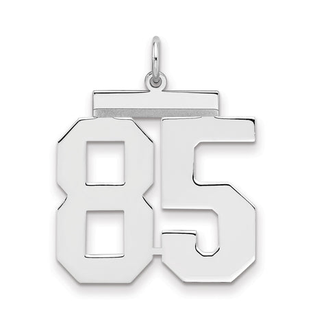 Large Polished Number 85 Charm Pendant in Real 925 Sterling Silver