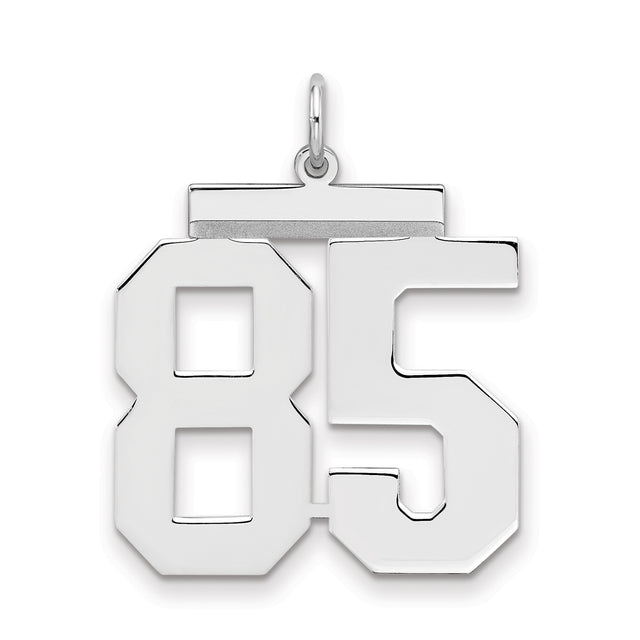 Large Polished Number 85 Charm Pendant in Real 925 Sterling Silver