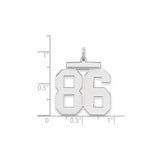 Large Polished Number 86 Charm Pendant in Real 925 Sterling Silver