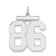 Large Polished Number 86 Charm Pendant in Real 925 Sterling Silver