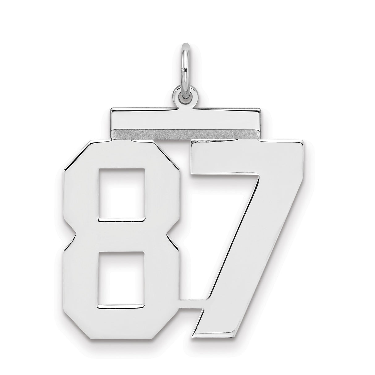 Large Polished Number 87 Charm Pendant in Real 925 Sterling Silver