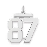Large Polished Number 87 Charm Pendant in Real 925 Sterling Silver