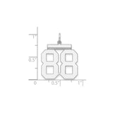 Sterling Silver Number 88 Pendant, Bold Jersey Style Sports Charm for Men and Unisex