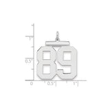 Large Polished Number 89 Charm Pendant in Real 925 Sterling Silver