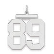 Large Polished Number 89 Charm Pendant in Real 925 Sterling Silver