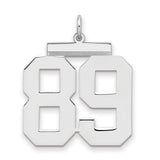 Large Polished Number 89 Charm Pendant in Real 925 Sterling Silver