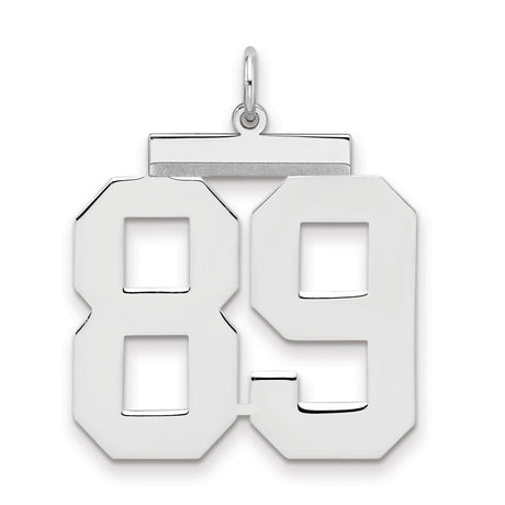 Large Polished Number 89 Charm Pendant in Real 925 Sterling Silver