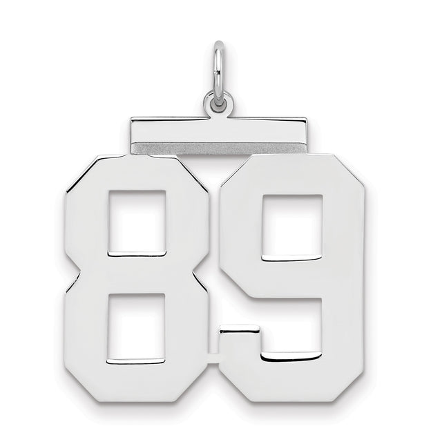 Large Polished Number 89 Charm Pendant in Real 925 Sterling Silver