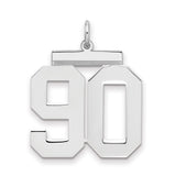 Large Polished Number 90 Charm Pendant in Real 925 Sterling Silver
