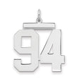 Large Polished Number 94 Charm Pendant in Real 925 Sterling Silver