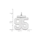 Large Polished Number 95 Charm Pendant in Real 925 Sterling Silver