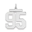 Large Polished Number 95 Charm Pendant in Real 925 Sterling Silver