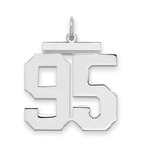 Large Polished Number 95 Charm Pendant in Real 925 Sterling Silver