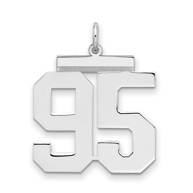 Large Polished Number 95 Charm Pendant in Real 925 Sterling Silver
