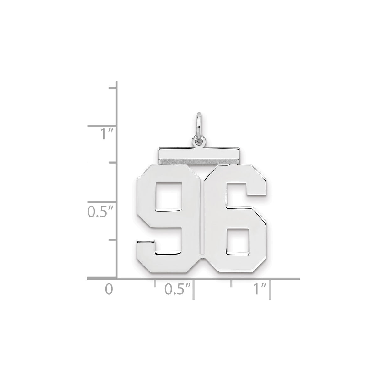 Large Polished Number 96 Charm Pendant in Real 925 Sterling Silver