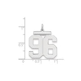 Large Polished Number 96 Charm Pendant in Real 925 Sterling Silver