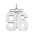 Large Polished Number 96 Charm Pendant in Real 925 Sterling Silver