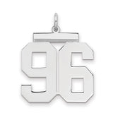 Large Polished Number 96 Charm Pendant in Real 925 Sterling Silver