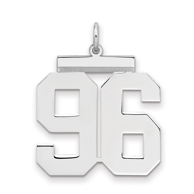 Large Polished Number 96 Charm Pendant in Real 925 Sterling Silver