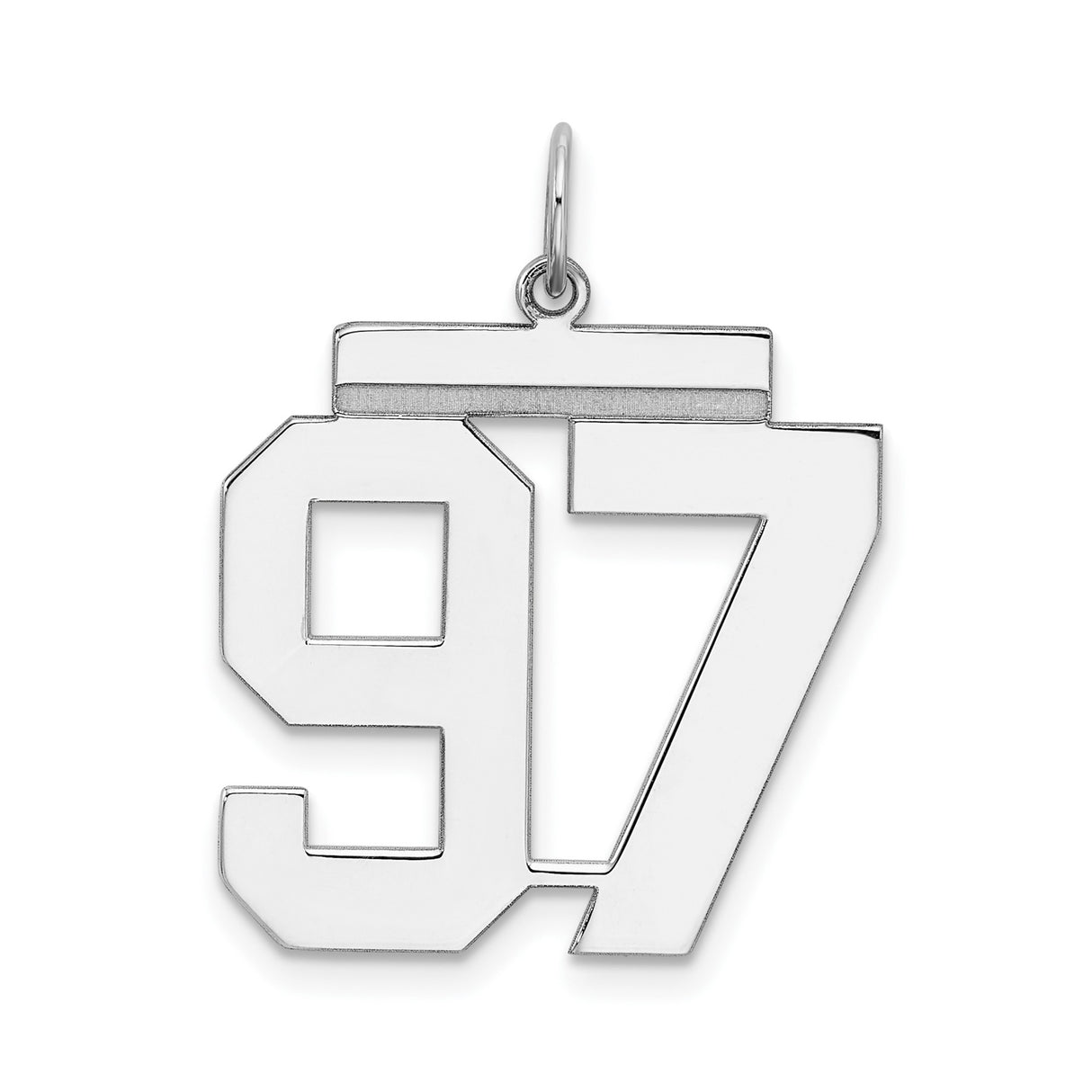 Sterling Silver Pendant with Number 97, Bold Athletic Style for Men or Unisex Wear