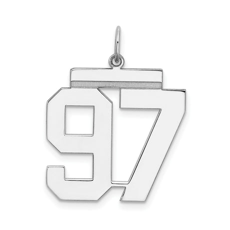 Sterling Silver Pendant with Number 97, Bold Athletic Style for Men or Unisex Wear