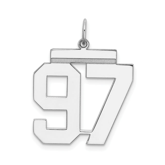 Sterling Silver Pendant with Number 97, Bold Athletic Style for Men or Unisex Wear